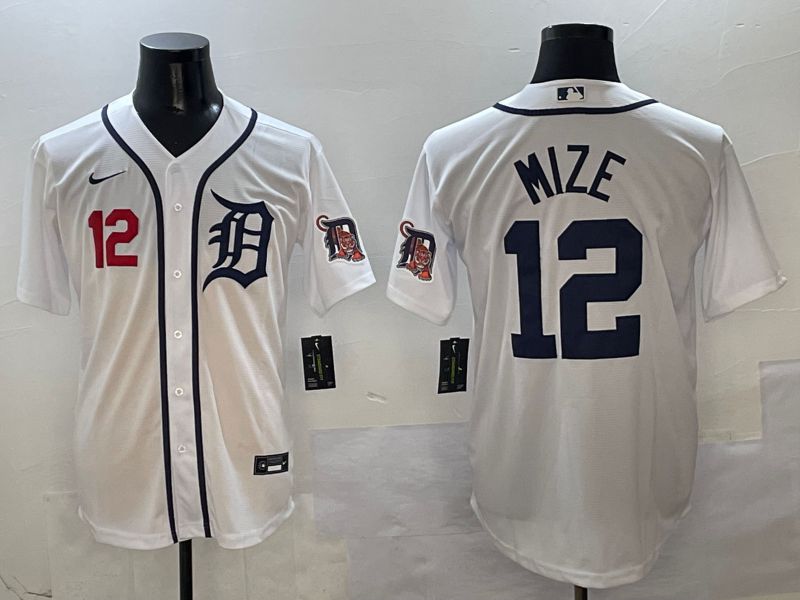 Men Detroit Tigers #12 Mize White Game 2025 Nike MLB Jersey style 2->detroit tigers->MLB Jersey